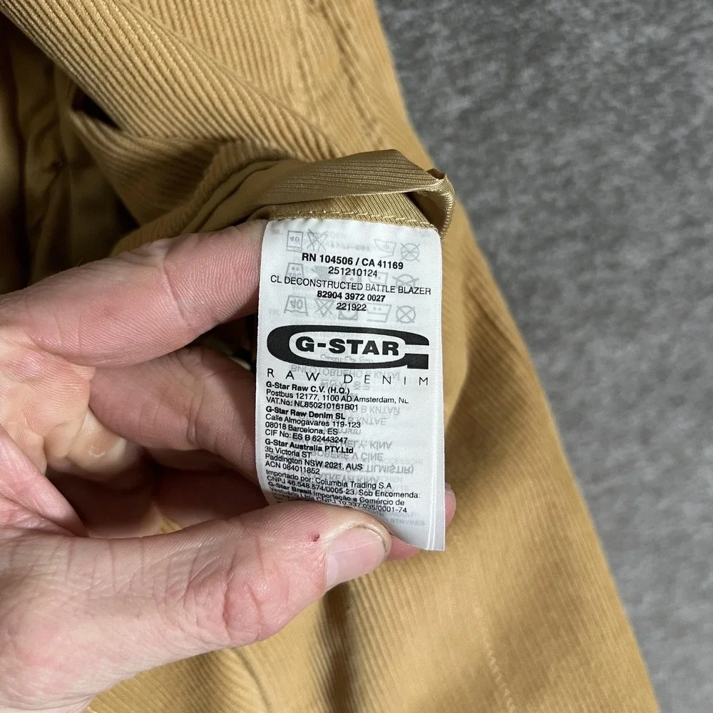 G-Star RAW Blazer Mens 50 Beige Corduroy Correctline Deconstructed Jacket Casual